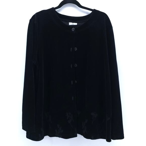 Hot Cotton Vintage Black Velvet Floral Embroidery Gothcore Witchy Button Cardi L - Picture 1 of 14